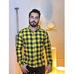 Camisa Xadrez Amarela e Preto Masculina 
