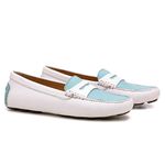 Mocassim Driver Feminino White Blue