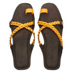Sandália Rasteira Boho Ocre Trançada