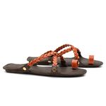 Sandália Rasteira Boho Orange Trançada
