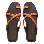 Sandália Rasteira Boho Orange Trançada