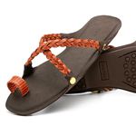 Sandália Rasteira Boho Orange Trançada