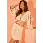 Saia com Franzido Viscose Edmara - Versos Denim