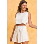 Short de Linho Glaucia com Bolso na Frente e Pinça - Versos Denim