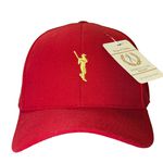 Boné Vermelho Aba Curva - Seis Gomos, Detalhe bordado, fecho de fivela - Word Class 