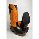 Bota Texana Masculina Country em Couro Legítimo Bico Quadrado Salto Carrapeta