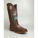 Bota Texana Masculina Country em Couro Legítimo Bico Quadrado Salto Reto