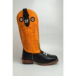 Bota Texana Masculina Country em Couro Legítimo Bico Quadrado Salto Carrapeta