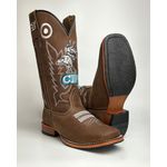 Bota Texana Masculina Country em Couro Legítimo Bico Quadrado Salto Reto