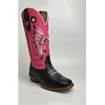 Bota Texana Masculina Bordado Cocar Country em Couro Legítimo Bico Quadrado Salto Carrapeta