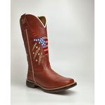 Bota Texana Masculina Bulls country em Couro Legítimo Bico Quadrado Sola Jhamp