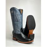 Bota Texana Masculina Avestruz Couro Bovino Country Bico Quadrado Salto Reto 