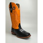 Bota Texana Masculina Country em Couro Legítimo Bico Quadrado Salto Carrapeta