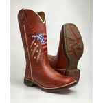 Bota Texana Masculina Bulls country em Couro Legítimo Bico Quadrado Sola Jhamp