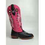 Bota Texana Masculina Bordado Cocar Country em Couro Legítimo Bico Quadrado Salto Carrapeta