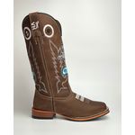 Bota Texana Masculina Country em Couro Legítimo Bico Quadrado Salto Reto