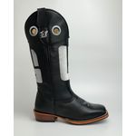 Bota Texana Masculina Country em Couro Legítimo Bico Quadrado Salto Carrapeta
