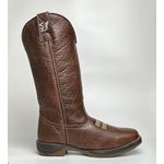 Bota Texana Masculina Couro Cabeça De Boi Marrom Bico Quadrado Solado Jhamp 