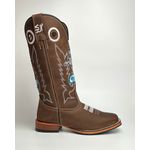 Bota Texana Masculina Country em Couro Legítimo Bico Quadrado Salto Reto