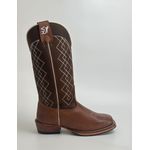 Bota Texana Masculina Bordado Country Couro Bovino Bico Quadrado Salto Carrapeta
