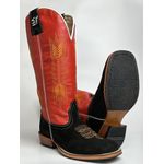 Bota Texana Masculina Country em Couro Legítimo Bico Quadrado Salto Carrapeta