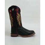 Bota Texana Masculina Bordado Cocar country em Couro legitimo Bico Quadrado Salto Reto
