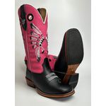 Bota Texana Masculina Bordado Cocar Country em Couro Legítimo Bico Quadrado Salto Carrapeta
