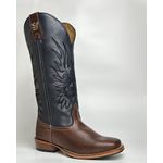 Bota Texana Masculina Couro de Cabeça Bordado Country em Couro Legítimo Bico Quadrado Salto Carrapeta