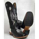  Bota Texana Masculina Bordado Cruz Country Couro Bovino Bico Quadrado Salto Carrapeta