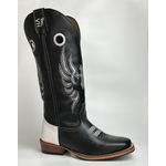  Bota Texana Masculina Bordado Cruz Country Couro Bovino Bico Quadrado Salto Carrapeta