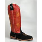 Bota Texana Masculina Country em Couro Legítimo Bico Quadrado Salto Carrapeta