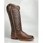 Bota Texana Masculina Bordado Country Couro Bovino Bico Quadrado Salto Carrapeta