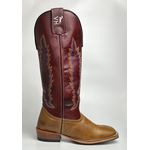 Bota Texana Masculina Bordado Cocar Country em Couro Legítimo Bico Quadrado Salto Carrapeta