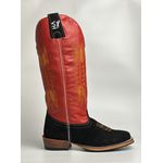 Bota Texana Masculina Country em Couro Legítimo Bico Quadrado Salto Carrapeta