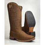 Bota Texana Masculina Country em Couro Legítimo Bico Quadrado Salto Reto 