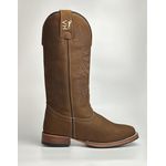 Bota Texana Masculina Country em Couro Legítimo Bico Quadrado Salto Reto 