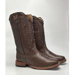 Bota Texana Feminina Couro Legitimo Country Girl Sola de Couro Bico Quadrado