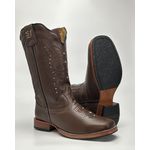 Bota Texana Feminina Couro Legitimo Country Girl Sola de Couro Bico Quadrado