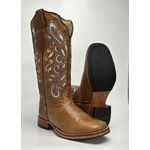 Bota Texana Feminina Country Couro Legítimo Confortável Corte Laser Com Brilho 