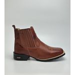 Botina Texana Masculina Country Solado Borracha Couro Legitimo Pinhão 