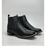 Botina Texana Masculina Country Solado Borracha Couro Legitimo Preto