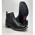 Botina Texana Masculina Country Solado Borracha Couro Legitimo Preto