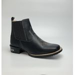 Botina Texana Masculina Country Solado Borracha Couro Legitimo Preto