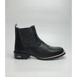 Botina Texana Masculina Country Solado Borracha Couro Legitimo Preto