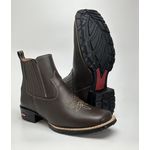 Botina Texana Masculina Country Solado Borracha Couro Legitimo Café 