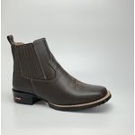 Botina Texana Masculina Country Solado Borracha Couro Legitimo Café 