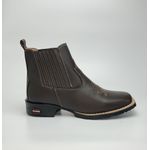 Botina Texana Masculina Country Solado Borracha Couro Legitimo Café 