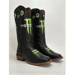 Bota Texana Masculina Monster Country em Couro Legítimo Bico Quadrado Salto Carrapeta