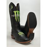 Bota Texana Masculina Monster Country em Couro Legítimo Bico Quadrado Salto Carrapeta