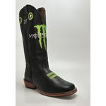 Bota Texana Masculina Monster Country em Couro Legítimo Bico Quadrado Salto Carrapeta